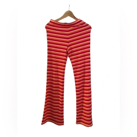 NWT L*Space Revolve Paloma Pants Pink Red Striped Flare Elastic Waist Size Small - Picture 3 of 4